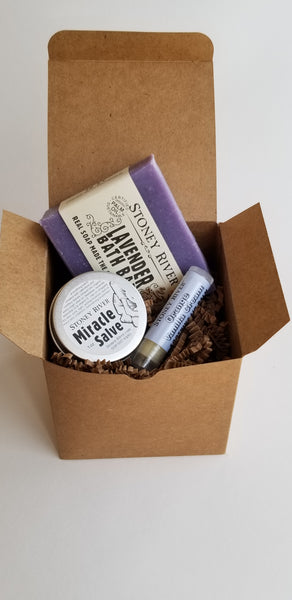 Gift Box with soap, lip balm and salve