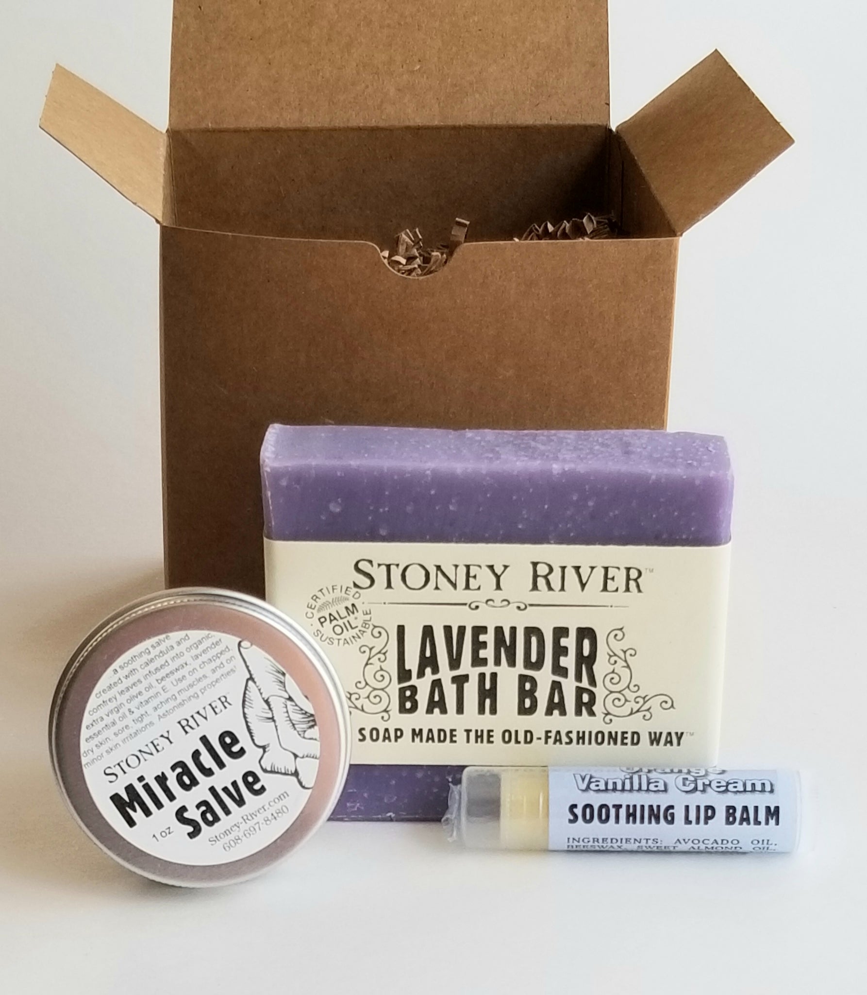Gift Box with soap, lip balm and salve