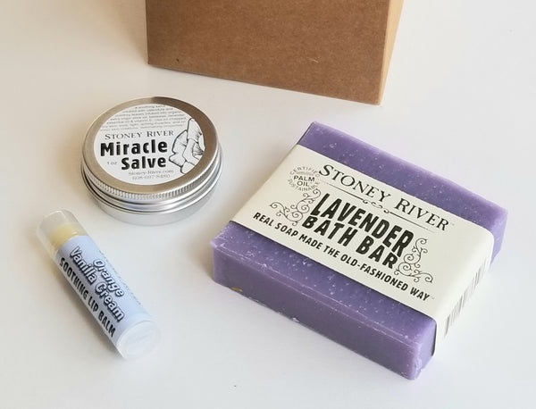 Gift Box with soap, lip balm and salve