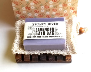 Gift Set  -  Gift Box with Handcrafted Soap, Handmade Soap Dish Made of Natural Pine and Soap Exfoliating Bag Natural Soap Saver